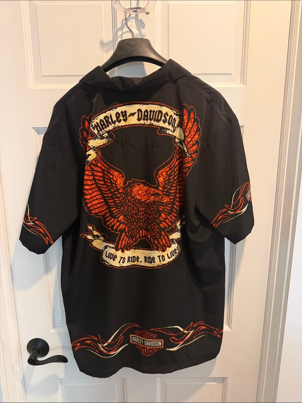 Harley-Davidson Black Shirt with Orange Eagle Graphic